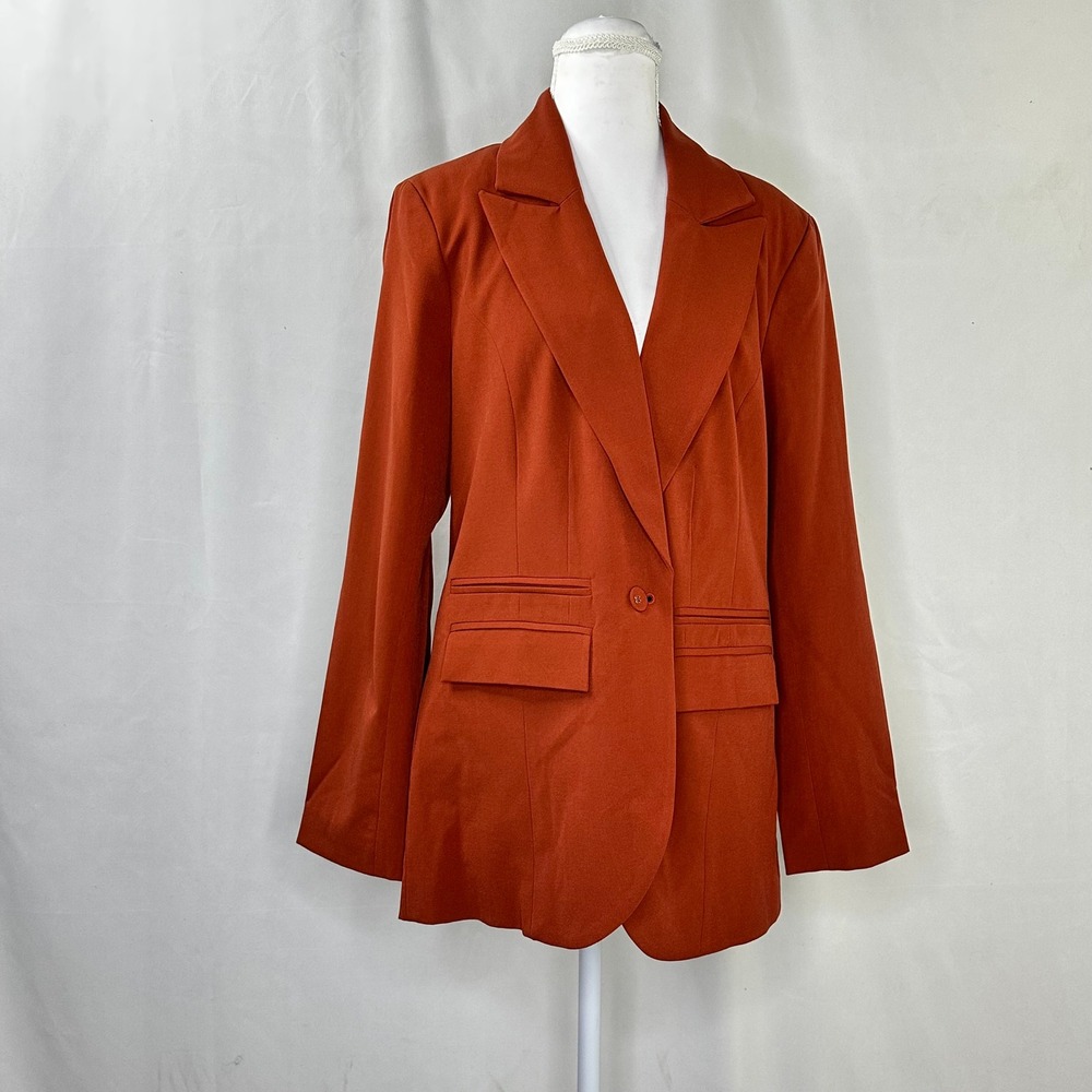 New York & Company Women Medium Blazer Rust Orange Business Casual Tailored NWT